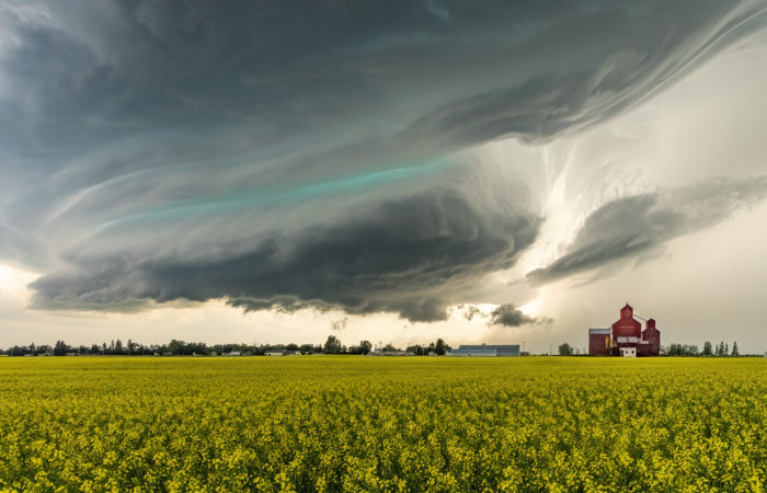 supercell thunderstorm at the Duval Saskatchewan elevator