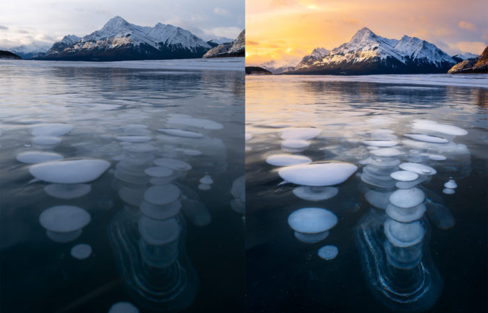 Before and after landscape photography editing