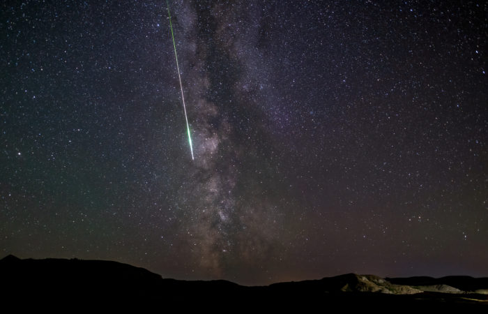Perseid meteor and the milky way in saskatchewan