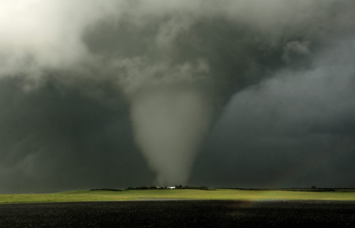 A large tornado captured by a storm chaser on the canadian prairies