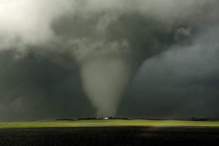A large tornado captured by a storm chaser on the canadian prairies